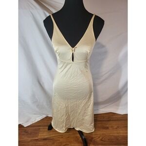 Vintage Valisere‎ Beige Nylon Beige Keyhole Full Slip Dress Size Small